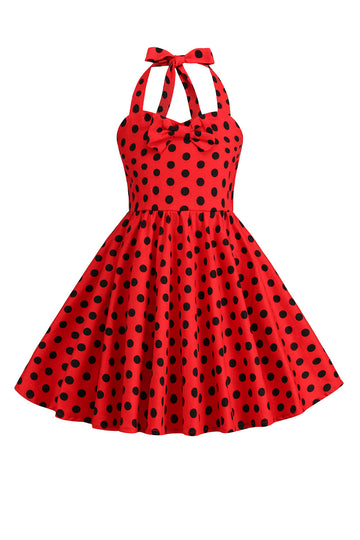 Halter Polka Dot Red Vintage Piger Kjole